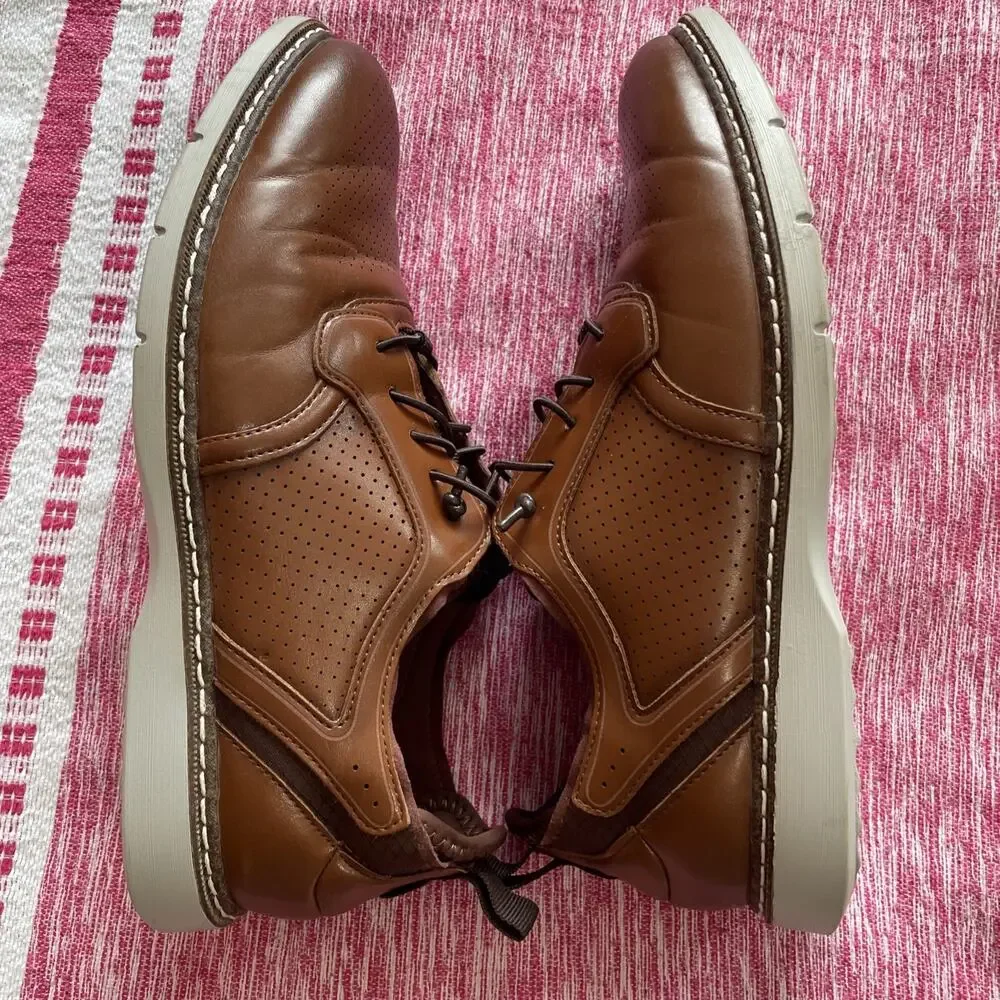 Stacy Adams Sync Plain Toe Elastic Lace-Up Dress Shoes Size 6M